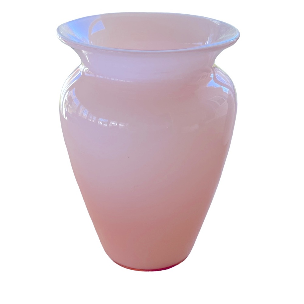 Beautiful Blush Pink White Glass Vase Vintage Ombre Pastel Spring Flowers - Picture 2 of 5